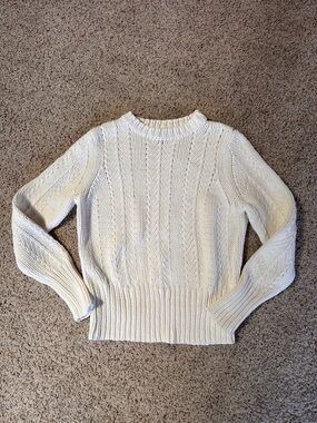 Ann Taylor Cream Cable Crewneck Sweater